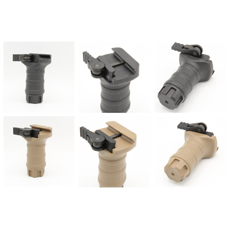 กริ๊ปมือหน้า Tango Down รุ่นยาวปลดไว (Tango Down Vertical Fore Grip QD) คุณสมบัติ : สำหรับติดชุดหน้าระบบPicatinny(ราง20mm.) ขาจับเป็นแบบปลดไวติดตั้งง่าย ขนาดพอดีมือกระทัดรัด มีช่องสำหรับเก็บอุปกรณ์ หรือ แบตเตอรี่สำรอง มีช่องสำหรับติดตั้งหางหนูในตัว มี2สีใ