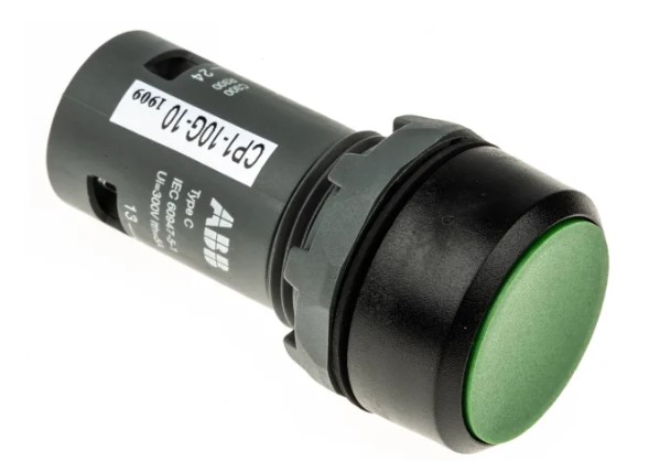 ปุ่มกด ABB Push Button Switch 1NO สวิตซ์กดเด้งกลับ รู 22 mm สีเขียว