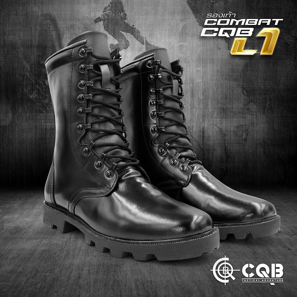 New. New.รองเท้า Combat CQB รุ่น L1# รองเท้าคอมแบท หนังวัวแท้ ออกแบบมาเพื่อรองรับ ขนาด และ รูปร่างเท้าของ คนไทย ทรงเรียวสูง แต่ไม่บีบรัดหน้าเท้า 🚩ตาไก่ปลดไว 9 รู ความสูงจากพื้น 10 นิ้ว 🚩น้ำหนักเบา หนังมีความนุ่มใส่สบาย 🚩รองพื้นนิ่ม