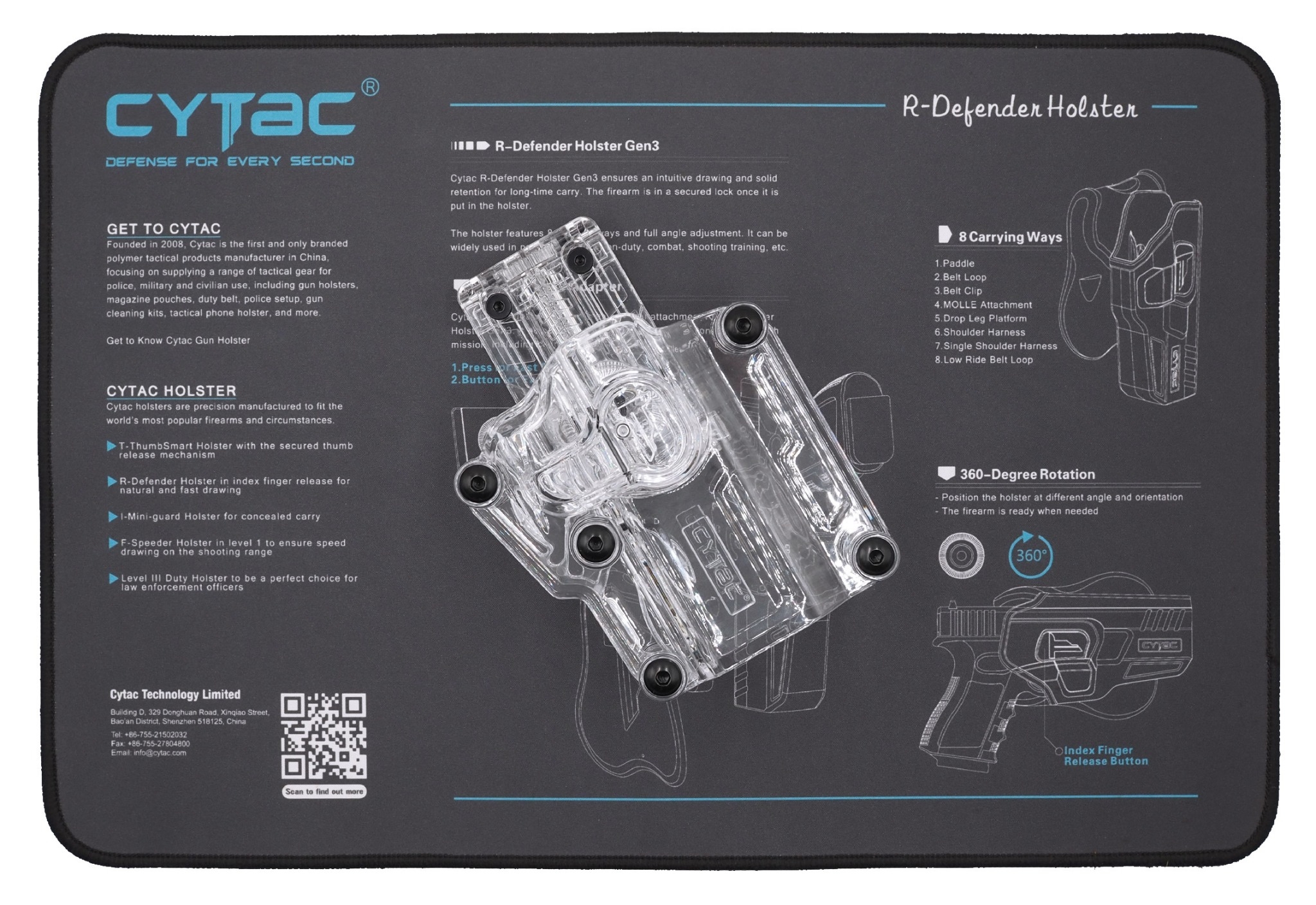 New.ซอง Megafit แบบใส ( Transparent Cytac Mega-Fit Holster ) -ซองปืนที่ออกแบบมาให้สามารถใช้งานได้หลากหลายรุ่น (ตามตารางแนบ) เช่น Glock , Sig Sauer, CZ , Beretta, Ruger , S&W, Walther, Colt, Taurus และอื่นๆ -ผลิตจากวัสดุ Polymer ชนิดใส -ซองถูกออกแบบให้ปลดล