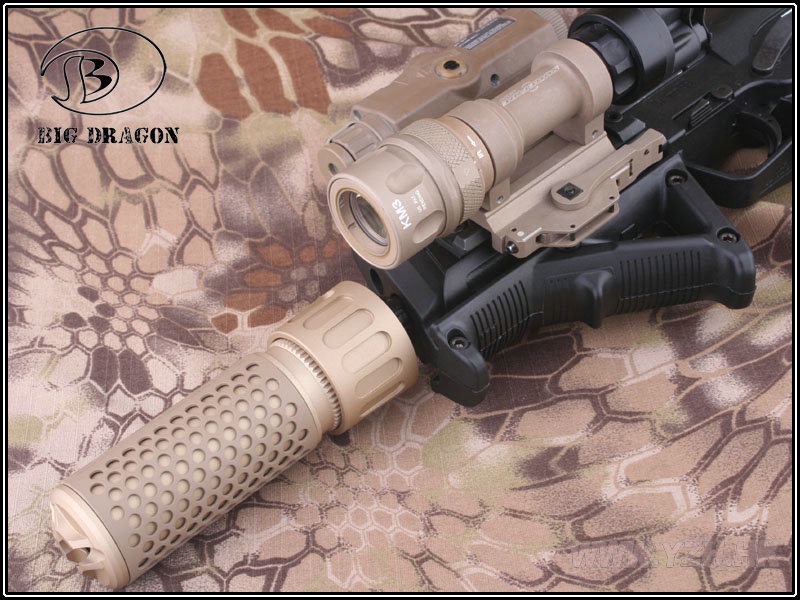 Knight's Armament QDC CQB Barrel Extension KAC 556 QDC CQB Airsoft Dummy Quick Detach Suppressor (CQB Length,DE)