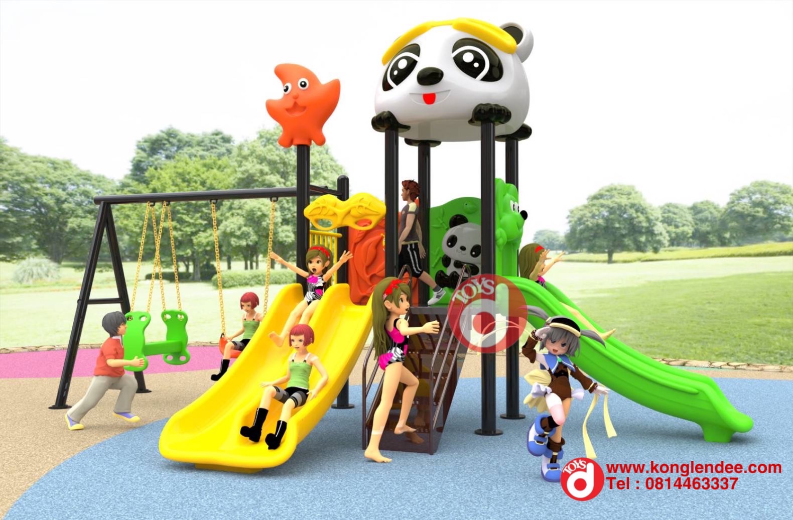 เครื่องเล่นสนาม ชุุดหมีแพนด้าชิงช้า