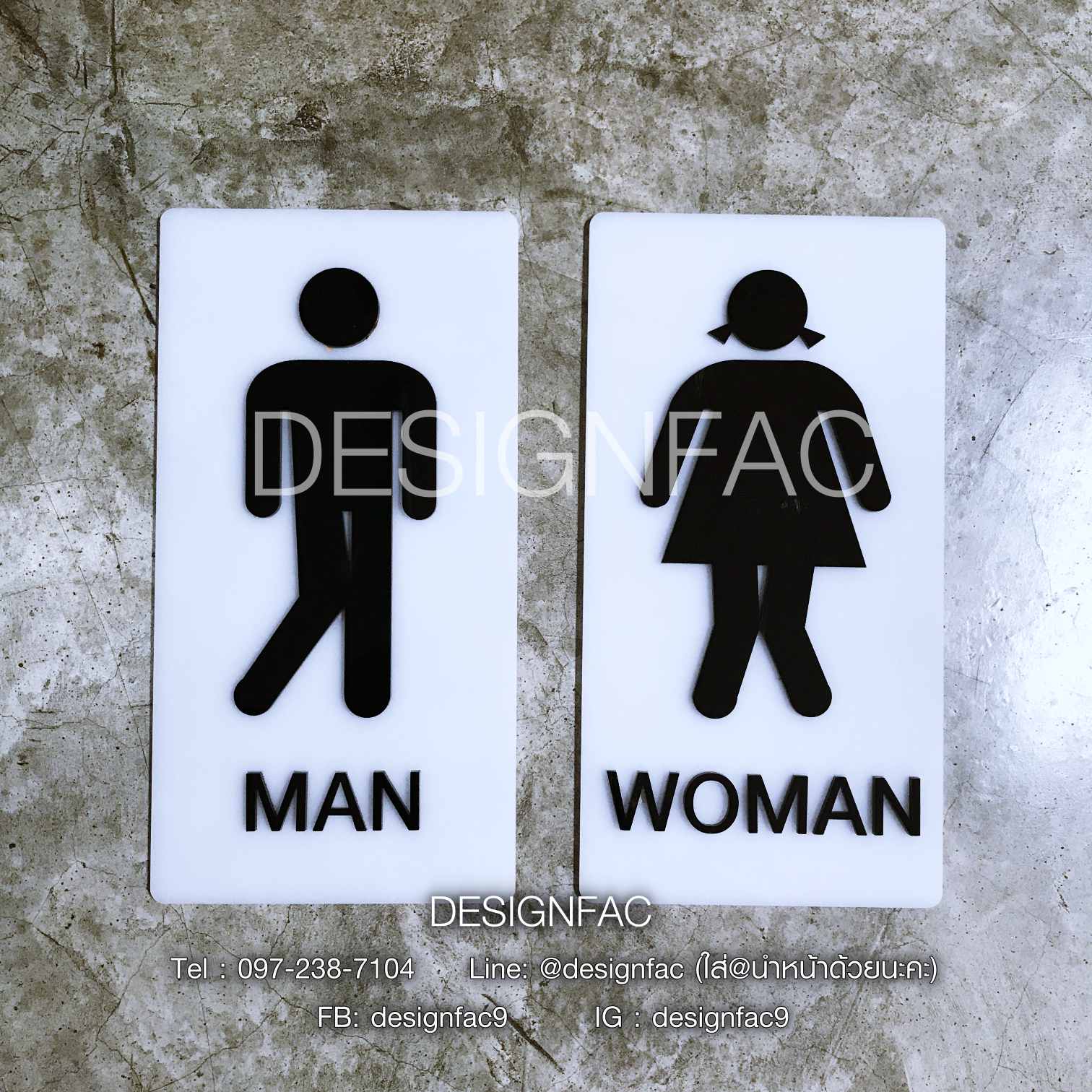 ป้ายห้องน้ำ สวยอะคริลิคแบบแยกป้าย MAN,WOMAN โมเดิร์น มินิมอล