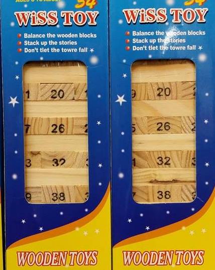 ตึกถล่มไม้เล่นสนุก(กล่องน้ำเงิน) มี 54 ชิ้น