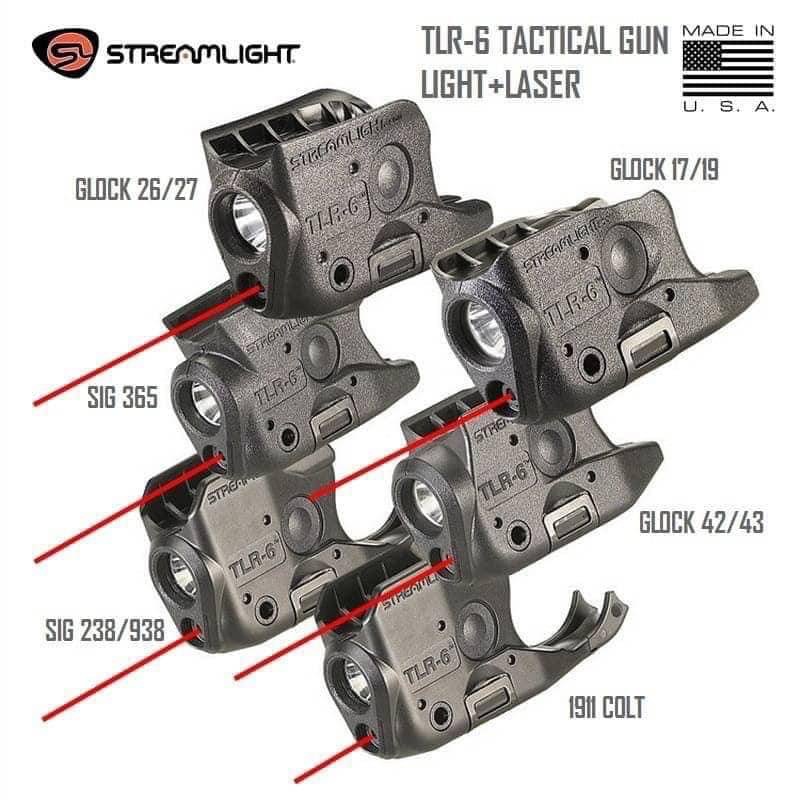TLR-6 เข้าครบทุกรุ่นแล้วค่ะ SIG P365 SIG P938 1911 ที่ไม่มีราง G.26,27,33 G43 42 G43X_43รุ่นมีราง ไฟฉายเลเซอร์สีแดง กันน้ำ IPX4 ทนต่อแรงกระแทกดีเยี่ยม ยึดจับโก่งไกปืน ไม่ ต้องมีรางก็ติดไฟฉายได้ Made In Usa.
