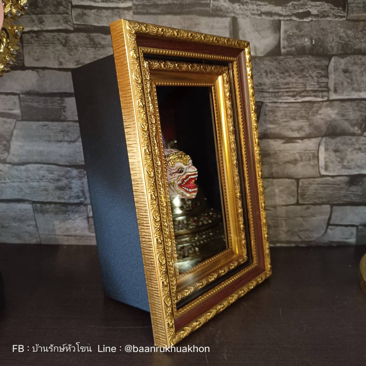 หัวโขนจิ๋ว พร้อมกรอบไม้ลายไทย (หนุมาน)