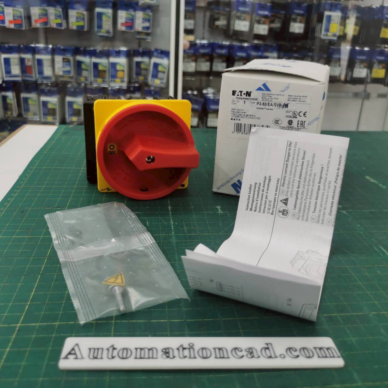 สวิตช์หลัก EATON P3-63/EA/SVB/N 63A 30kW IP65 Main Switch 3P+N Pole Flush Mount Isolator Switch