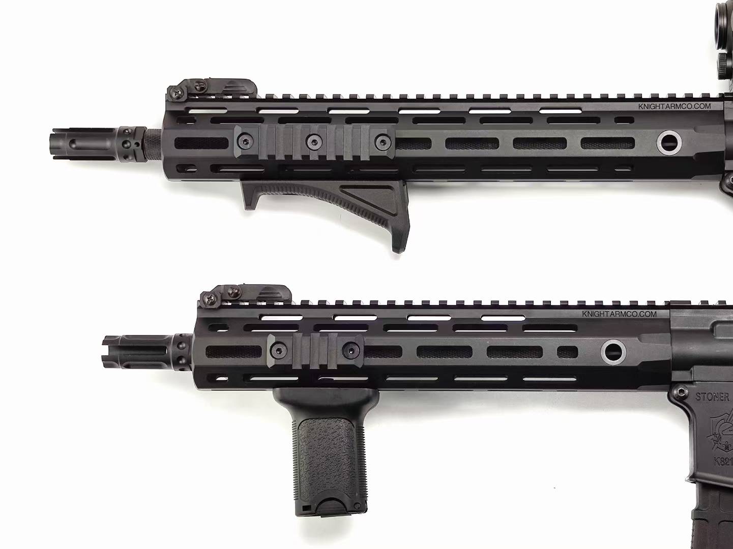 New. ชุดหน้า KAC URX4 14.5นิ้ว M-lok ความยาว 368 mm น้ำหนัก 326 กรัม เส้นผ่านศูนย์กลาง : 35 mm ทำจากอะลูมิเนียม น้ำหนักเบา สีเนียนสวย คุณภาพดี เป็นรางระบบ M-lok รอบด้าน มีระบบราง Picatinny(ราง20mm.) ที่บริเวณด้านบน ออกแบบให้มีขนาดกะทัดรัด จับถนัดมือ และ ไ
