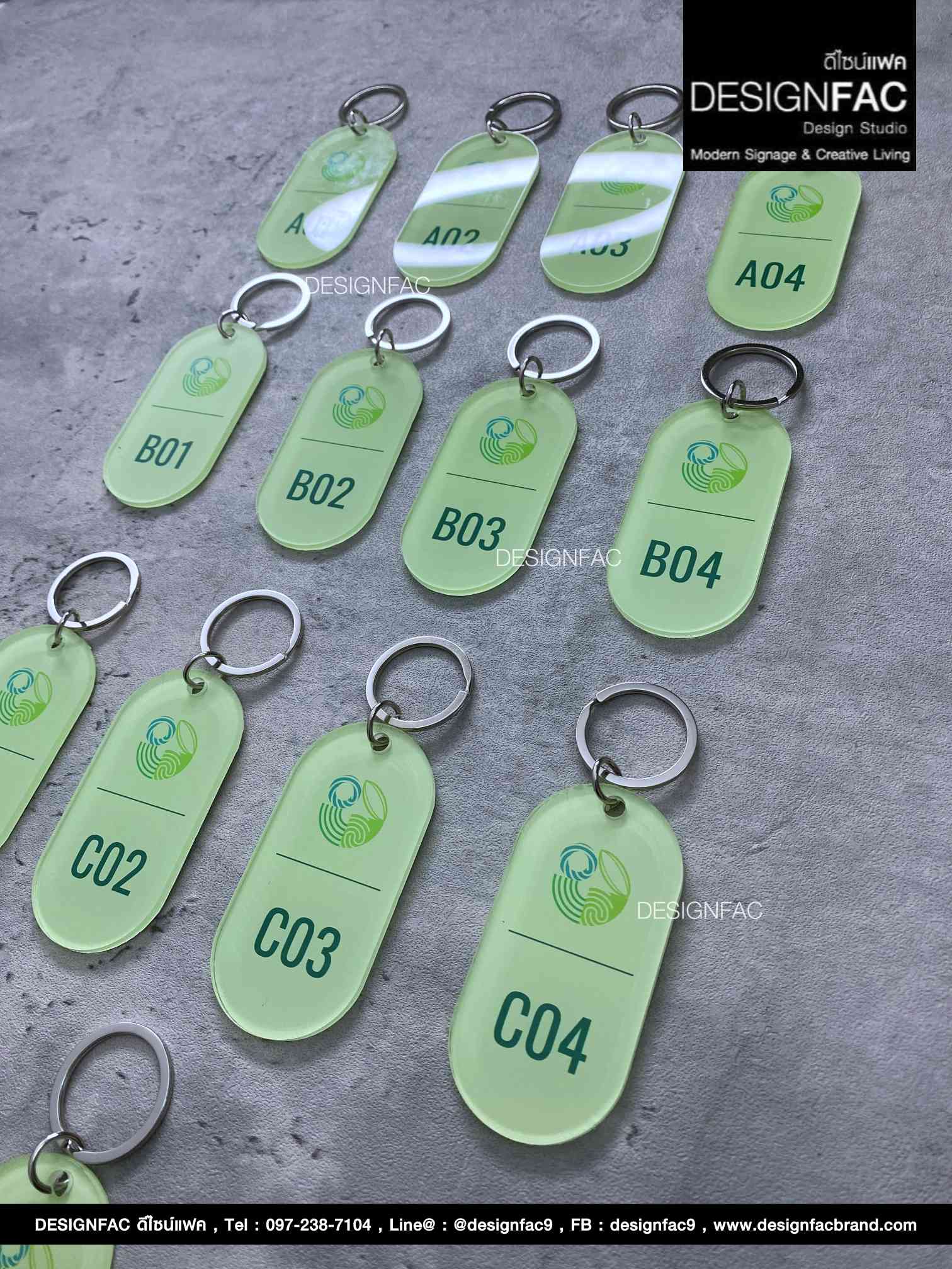 พวงกุญแจเลขห้องพักโรงแรม อะคริลิคพื้นใส ลายพิมพ์ UV สไตล์โมเดิร์น มินิมอล มูจิ