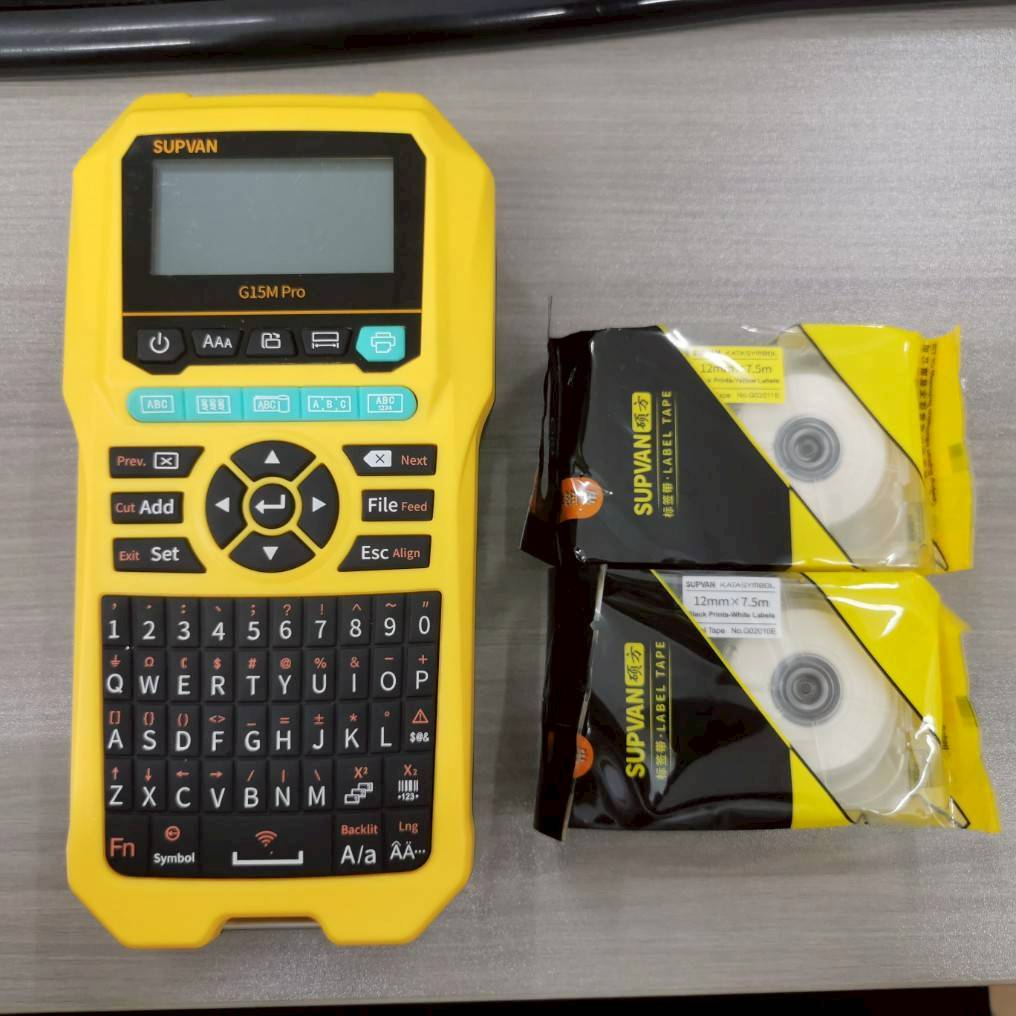 SUPVAN G02011E ลาเบล เทปต่อเนื่อง สีเหลือง 12mm. ยาว 7.5m