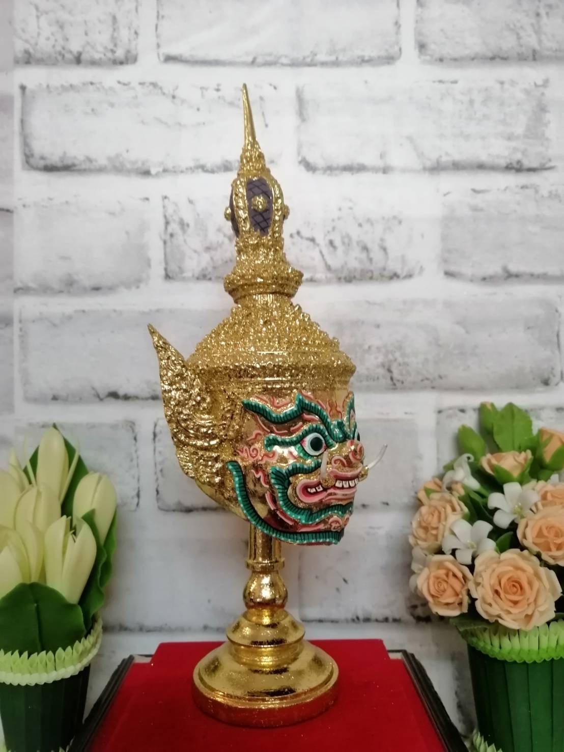 ท้าวเวสสุวรรณ ขนาดกลาง งานละเอียด เรซิ่นปิดทอง พร้อมฐานปิดทอง