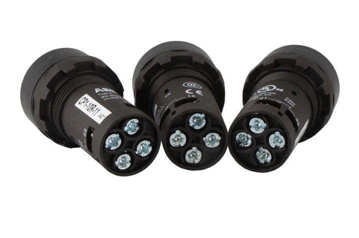 ปุ่มกด ABB Push Button Switch 1NO+1NC สวิตซ์กดเด้งกลับ รู 22 mm สีแดง