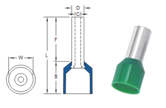 ข้อต่อย้ำปลายสาย แบบเดี่ยวหุ้ม สีดำ LT250016 KENION ใช้กับสายไฟ 25 sq.mm ( 50 ตัว/ห่อ )
