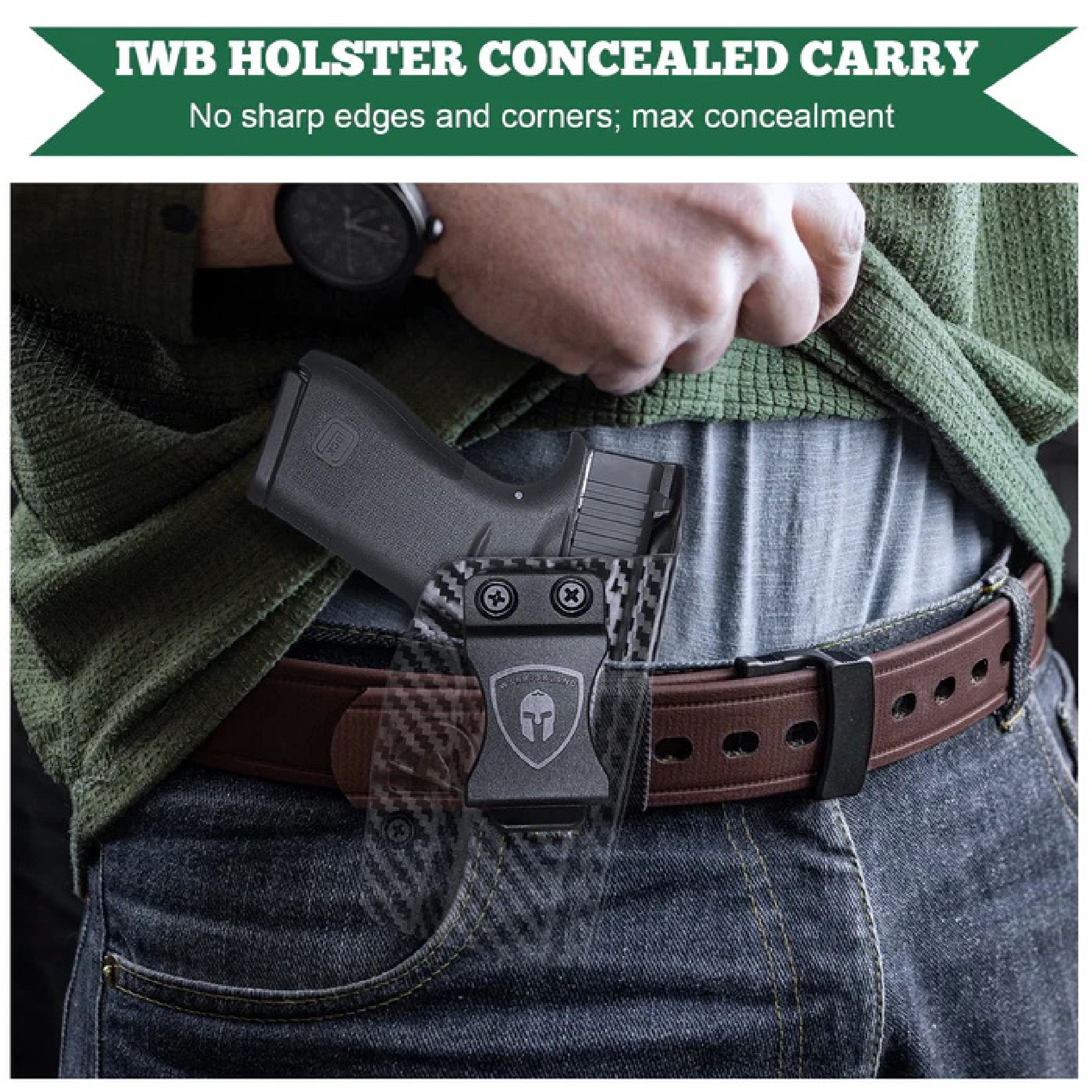New. ซองพกใน Carbon Fiber Glock 43X MOS Warriorland Carbon Fiber Holster Glock 43X MOS ( Warriorland ) - ผลิตจาก Carbon Fiber คุณภาพสูง - แผ่นหนา 2 mm. แข็งแรงทนทา - ออกแบบให้ซองคลุมรอบโกร่งไก ป้องกันอุบัติเหตุ - ซองไม่เก็บความชื้น ทำความสะอาดง่าย - ปรับค