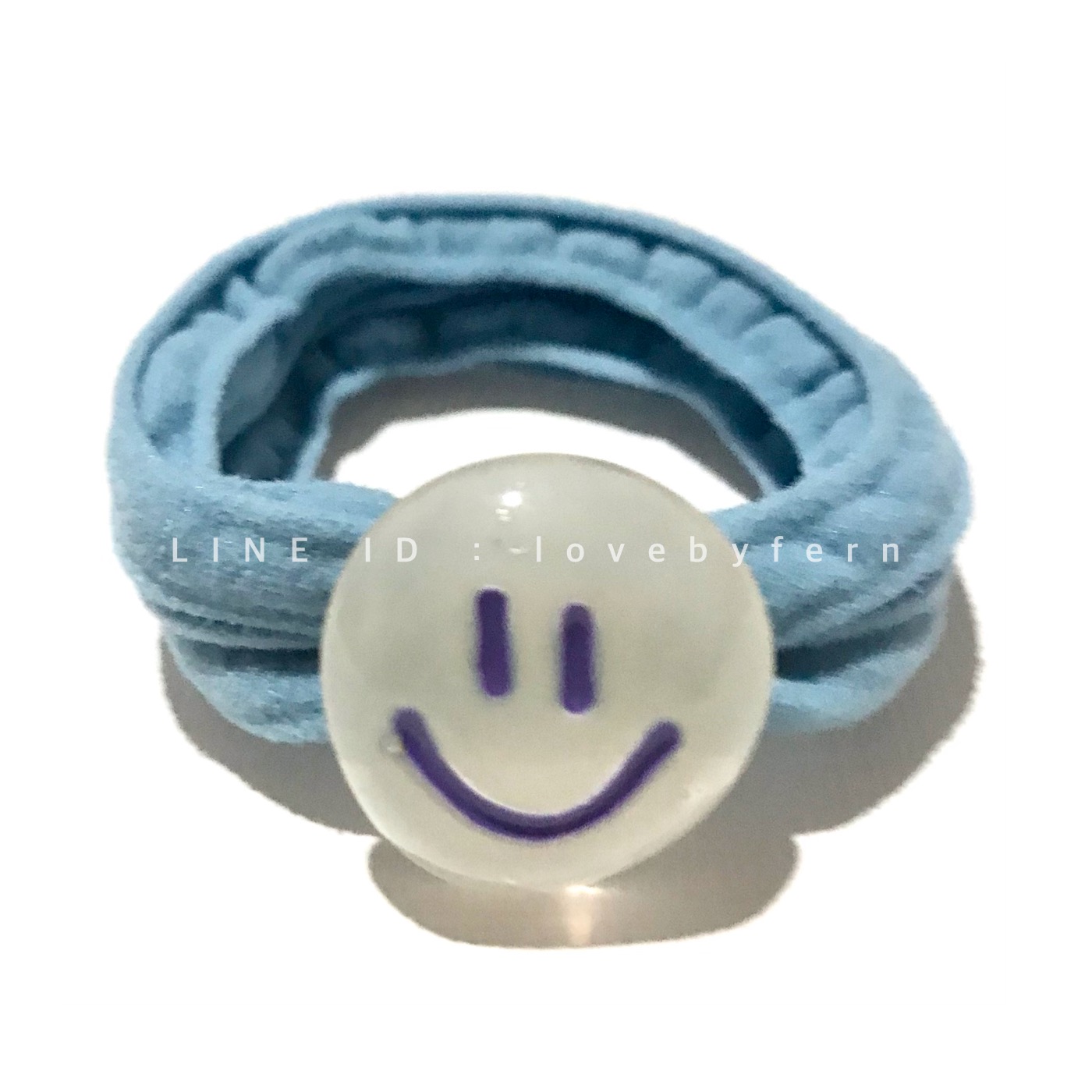 ยางรัดผมเกาหลี สีฟ้า smile 2.3 cm งานน่ารัก สวยๆ ยางดี #MadeinKorea #ยางมัดผมเกาหลี
