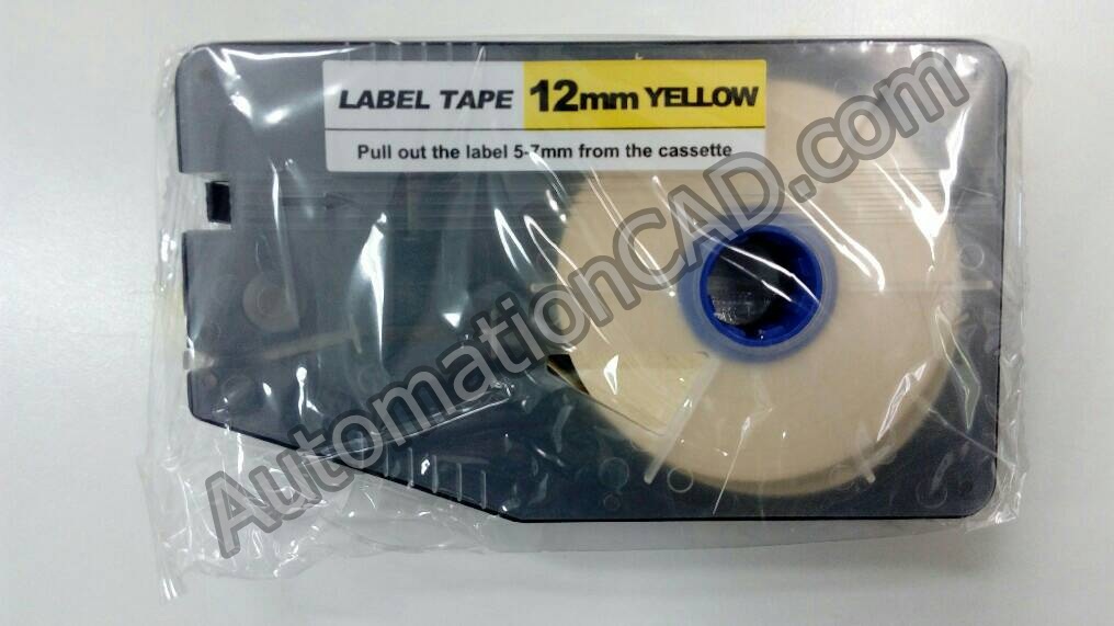 สติ๊กเกอร์ Label 12mm. Yellow ใช้กับเครื่องพิมพ์ฮอตมาร์ค L-mark รุ่น LK330