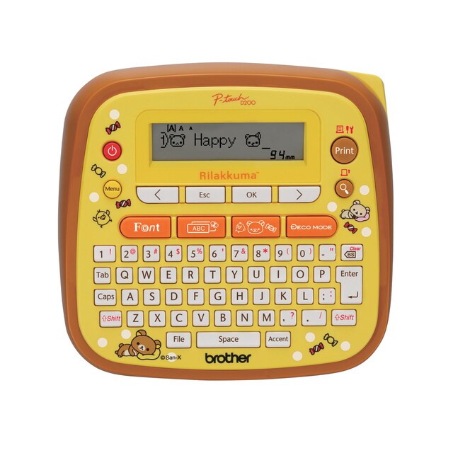 เทปพิมพ์อักษร TZE-RY31 12 มม. BROTHER ของแท้ อักษรสีดำ พื้นลายลิลัคคุมะ Rilakkuma