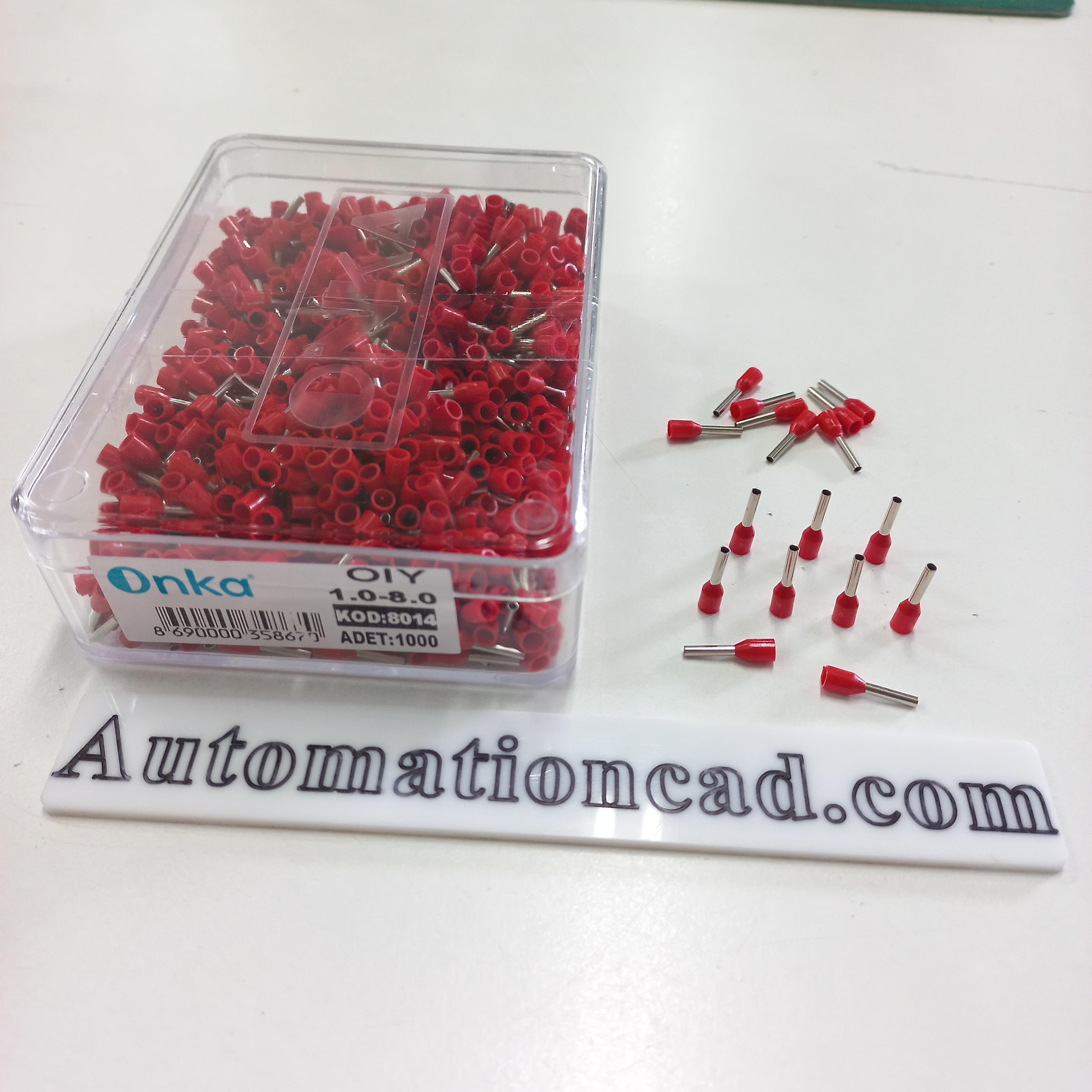 หางปลาคอร์เอ็น เดี่ยว สีแดง ONKA-8014 ใช้กับสาย 1.0 sq.mm ข้อต่อย้ำปลายสาย คอร์ดเอ็นแบบเดี่ยว