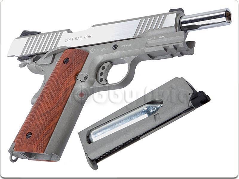 New.CYBERGUN COLT 1911 Rail CO2 GBB Pistol (Stainless) ราคาพิเศษ