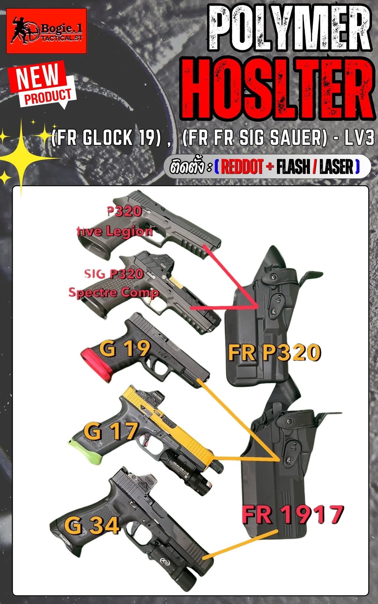New.#ซองโพลิเมอร์FRเลเวล3 #ใส่ดอทใส่ไฟฉายได้ #ซองปืuเลเวล3 ♦ Polymer FR LV.3 [ Glock / Sig Sauer ] ♦ •ซองปืu Lv.3 ติดดอท ใสไฟฉาย ใส่ได้ •ปรับโหลดสูง - ต่ำได้ •ระบบล็อคแน่น 2 ชั้น สะบัดไม่หลุด