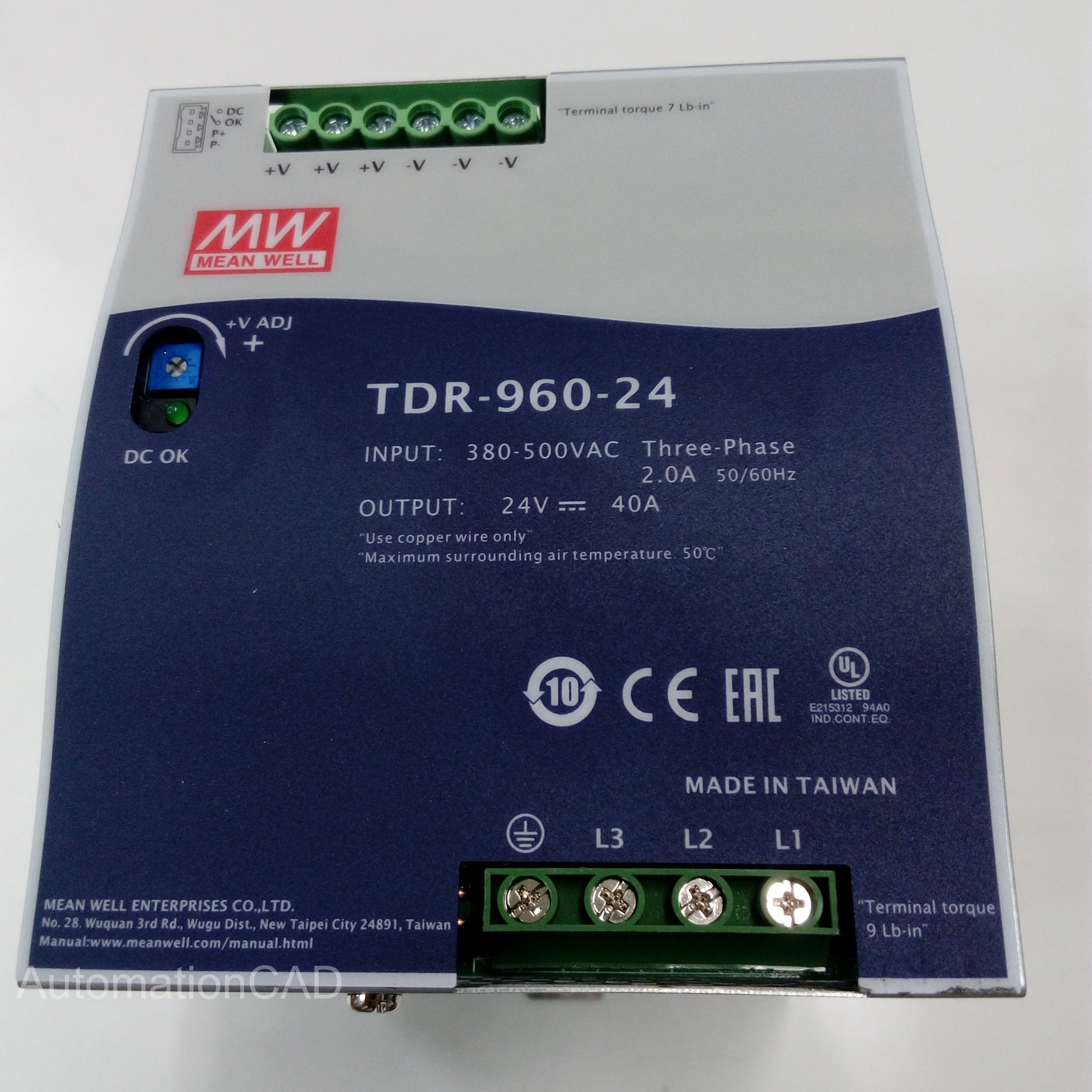 TDR-960-24 MEANWELL พาวเวอร์ซัพพลาย 40A 24VDC