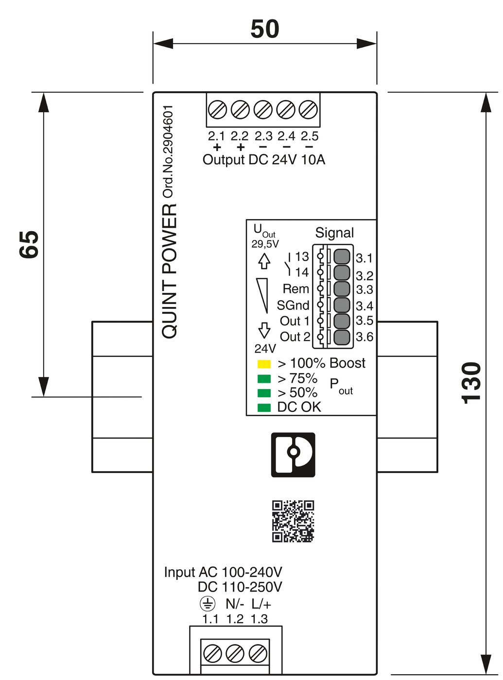 POWER SUPPLY QUINT4-PS/1AC/24DC/10 - 2904601 PHOENIX CONTACT พาวเวอร์ซัพพลาย 24VDC 10 A