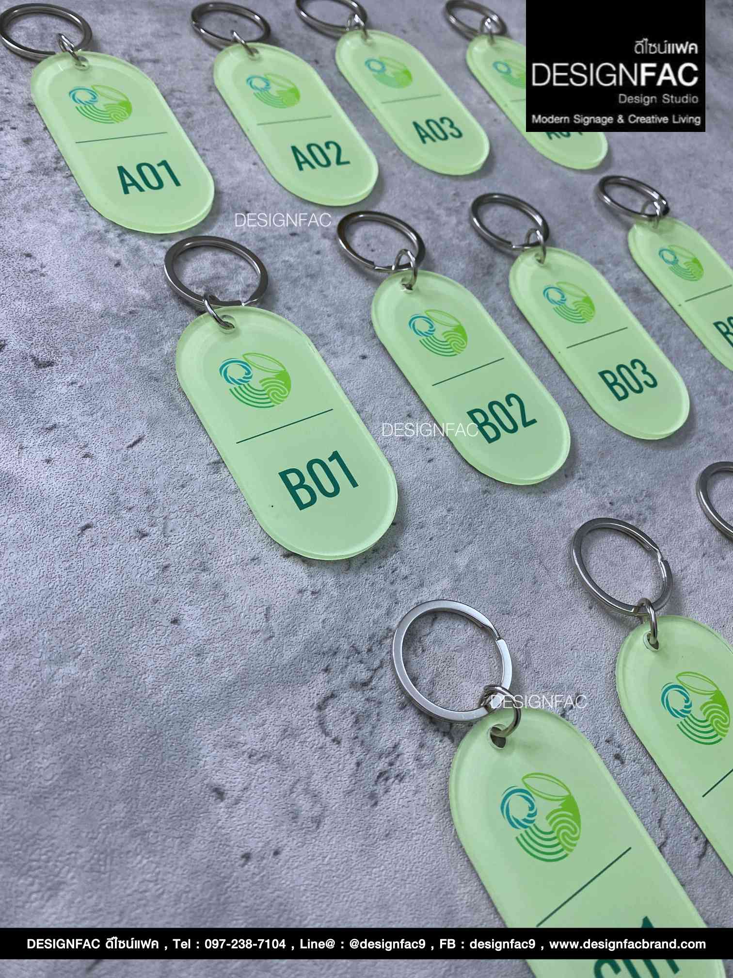 พวงกุญแจเลขห้องพักโรงแรม อะคริลิคพื้นใส ลายพิมพ์ UV สไตล์โมเดิร์น มินิมอล มูจิ