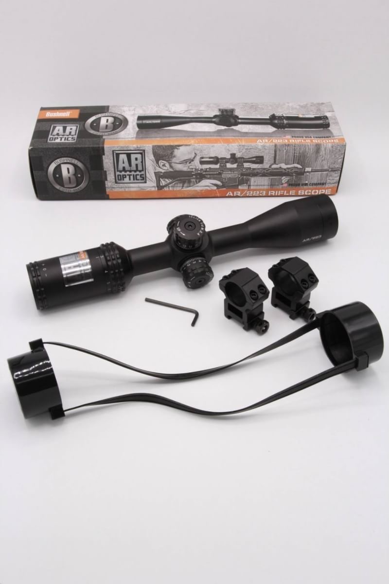 สโคป ยี่ห้อ Bushnell รุ่น AR3-12*40 สเปค : ซูม3-12เท่า หน้า40 คุณสมบัติ : -สามารถซูมได้3ถึง12เท่า -สามารถปรับโฟกัสได้ -ตัวสโคปเป็นแบบปรับนอก อุปกรณ์ภายในกล่อง -ตัวสโคป -ฝาปิดกล้อง -ขาจับกล้อง -ผ้าเช็ดเลนส์ ราคา 4,800 บาท