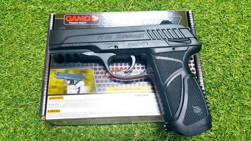 ปืนสั้นอัดแก๊สGamo PT85 Blowback Pellets .177/4.5mm. Co2 Pistol เบอร์ 1 ✔ขนาดหลอด Capacity per cartridge : around 50 shots ✔บรรจุลูก Double cylinder : 2 x 8 shots ✔ขนาดลูก Cal 4.5mm (.177 rifle bore) ✔แก๊สหลอด CO2 12gr cartridg