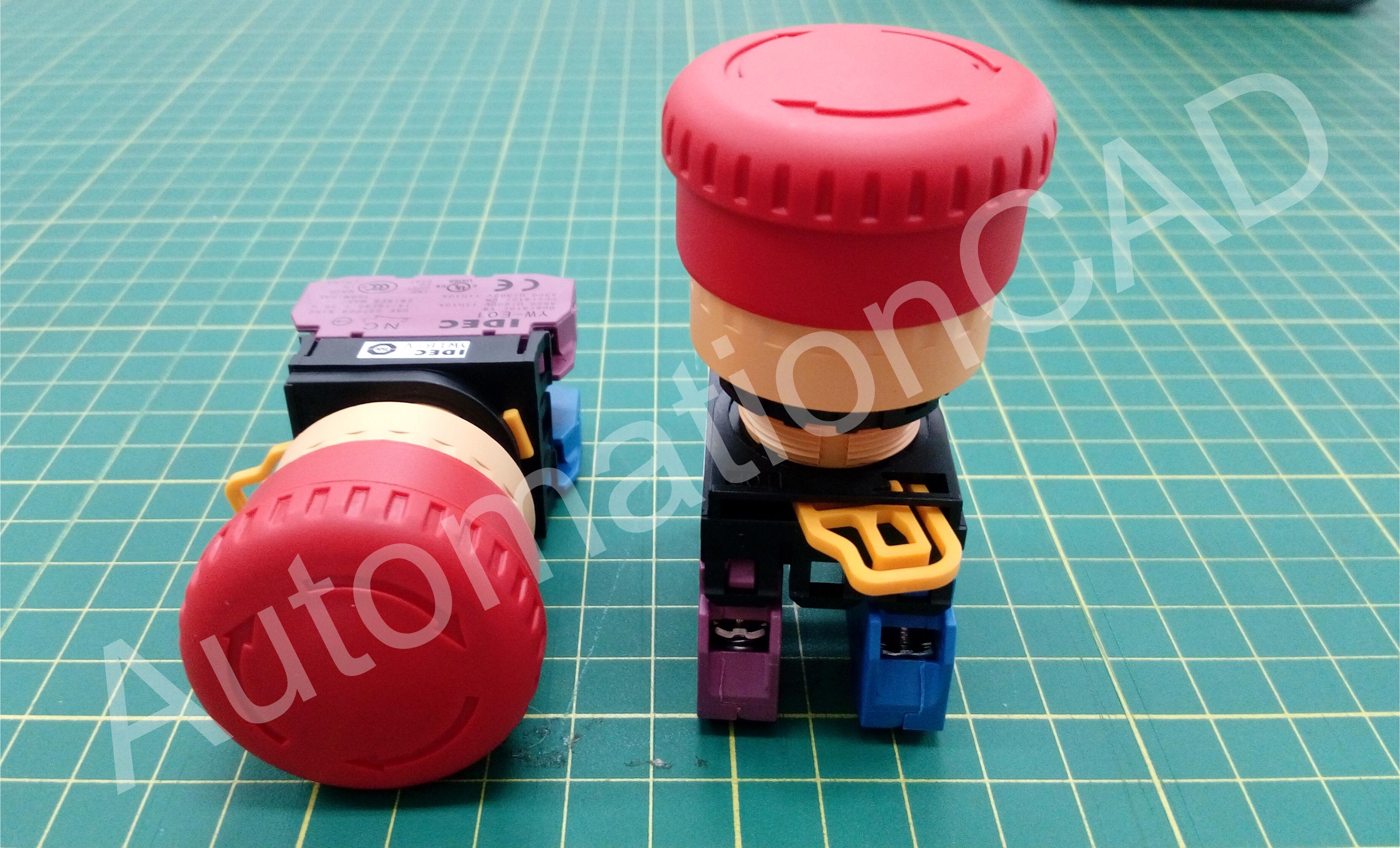 ปุ่มกด Emergency 1NO 1NC IDEC สวิตซ์กดล็อกหัวเห็ด รู 22 mm