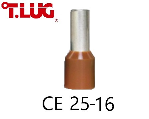 ข้อต่อย้ำปลายสาย แบบเดี่ยวหุ้ม สีน้ำตาล CE25-16 TLUG ใช้กับสายไฟ 25sq.mm (20 ชิ้น/ห่อ)
