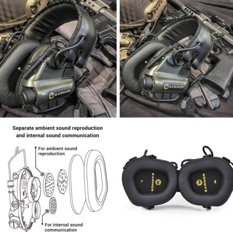 New.EARMOR M31 หูฟังตัดเสียงปืน ขยายเสียงพูด สีเขียว / สีทราย / สีดำ / เทา / ชมพู ตัดเสียงดังที่เกิน 88Dbs เช่น เสียงปืน เสียงเครื่องจักร ซึ่งเป็นเสียงที่ดังอันตรายต่อประสาทการรับฟังของมนุษย์ เเต่ขยายเสียงพูดคุย กันน้ำระดับ IPX-5 ใช้ถ่าน AA x 2 ระบบปิดอัต