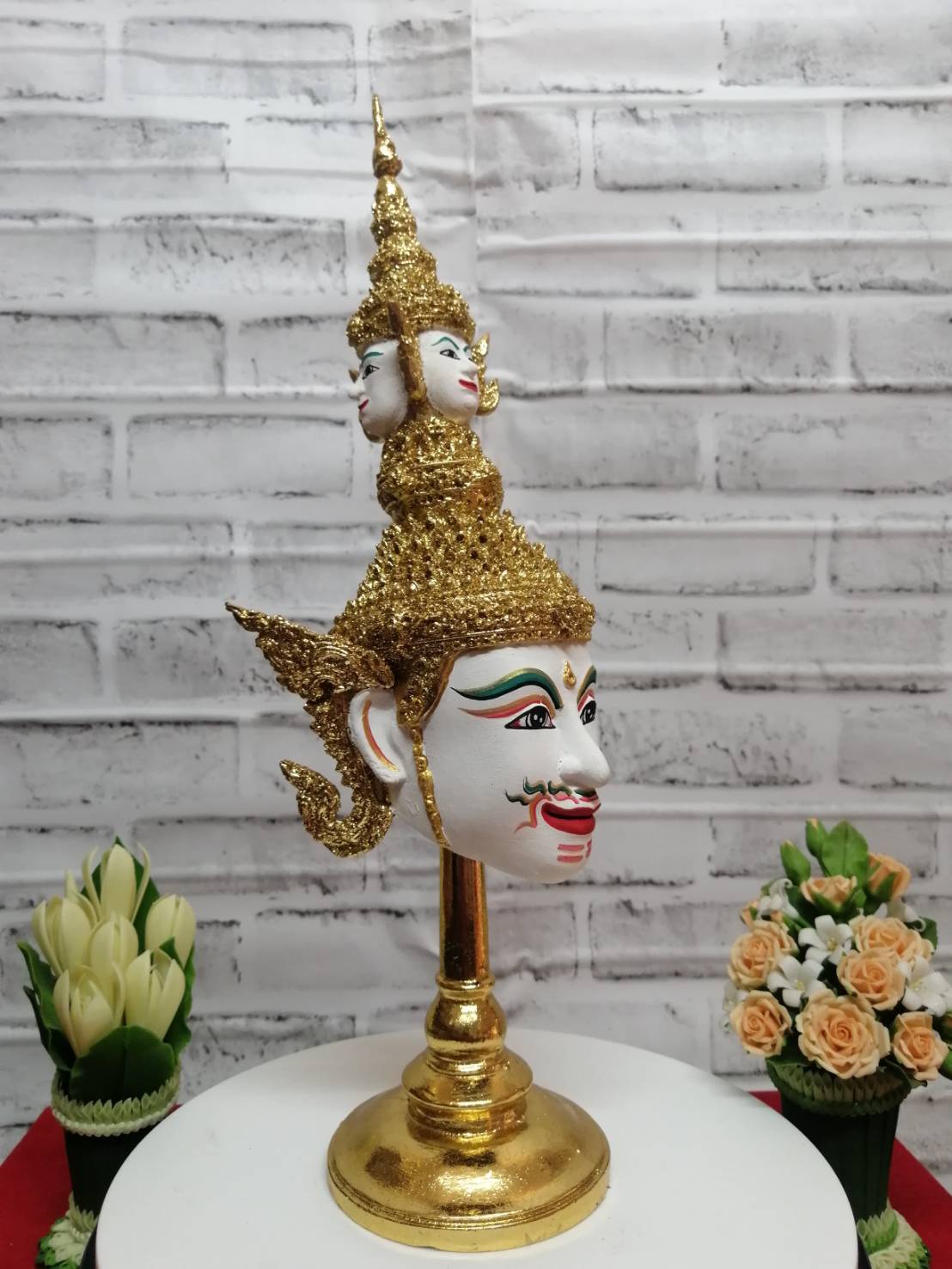 เศียรครู พระพรหรม ขนาด 5 นิ้ว พร้อมฐานปิดทอง