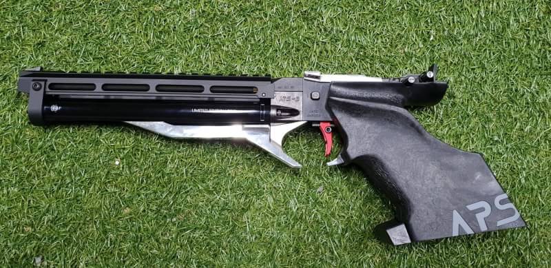 New.ปืนทรงแข่งขันMaruzen APS-3 オリジナル Limited Edition 2018 Extreme Shooting HandGun ✔Weight 1030gr. ✔Length 410cm. ✔Barrel Length 210mm. ✔ระบบโยกปั๊ม Air Cocking System ✔ความแรง ~280Fps. muzzle velocity ✔บรรจุลูก 6