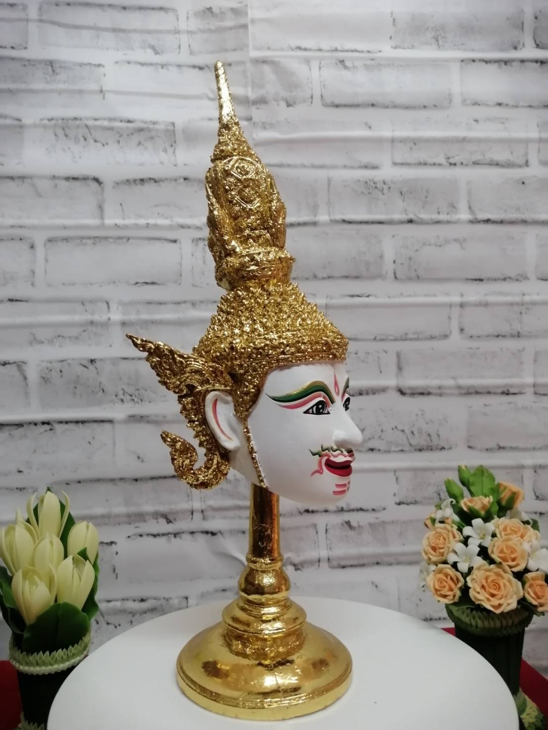 เศียรครู พระปัญจะสิงขร ขนาด 5 นิ้ว พร้อมฐานปิดทอง