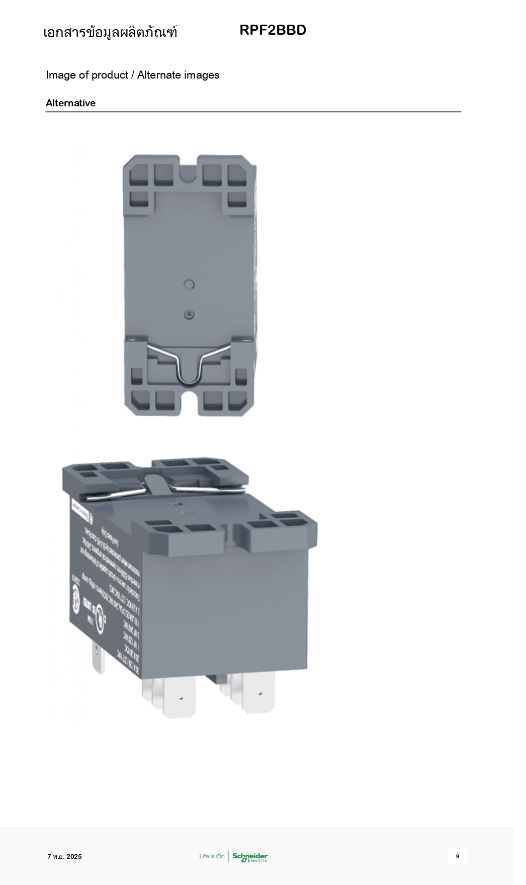 พาวเวอร์รีเลย์ RPF2BBD SCHNEIDER Power Relay Coil24Vdc 2CO 30A รีเลย์ควบคุมปั๊ม ควบคุมอุปกรณ์