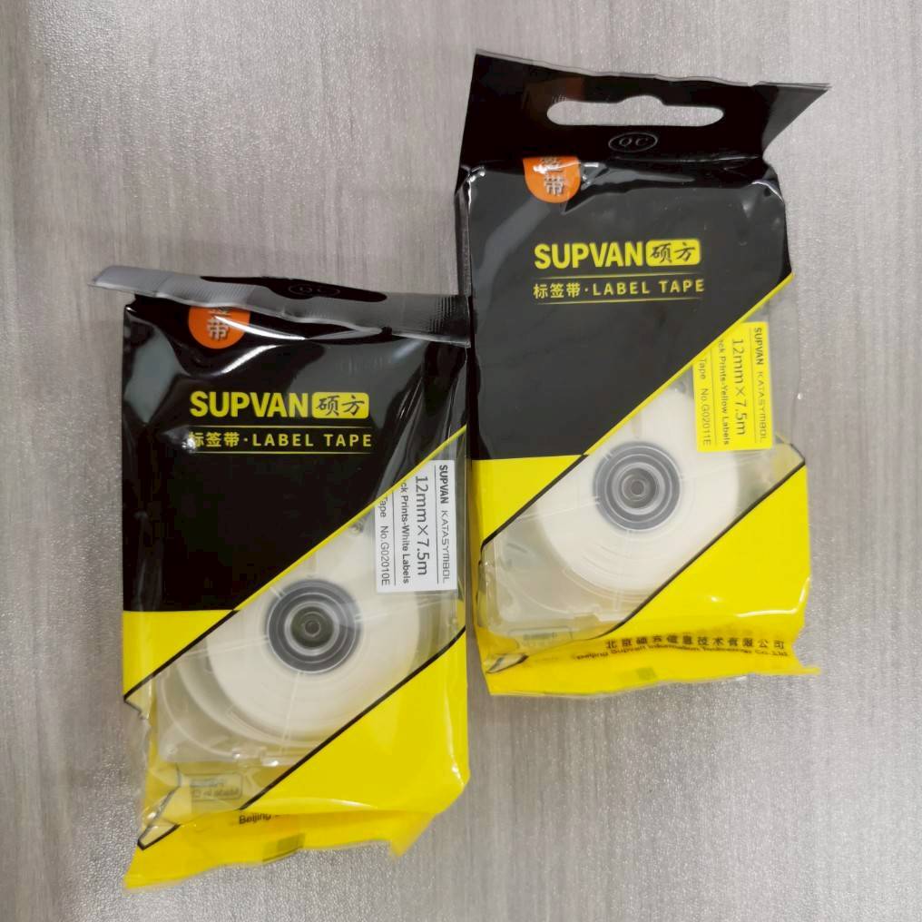 SUPVAN G02011E ลาเบล เทปต่อเนื่อง สีเหลือง 12mm. ยาว 7.5m