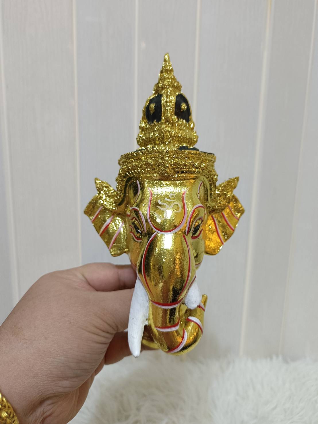 พระพิฆเนศ (หน้าทอง) ขนาดกลาง 4 นิ้ว พร้อมฐานทอง