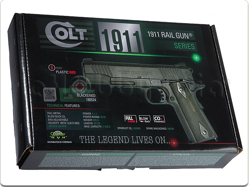 New.CYBERGUN COLT 1911 Rail CO2 GBB Pistol (Black) ราคาพิเศษ