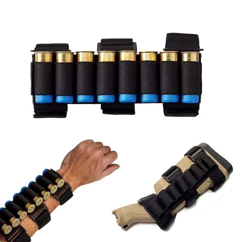 ปลอกแขนกระสุนลูกซอง บรรจุ 8 นัด (สามารถนำมายึดติดพานท้ายก็ได้) 2 สี ดำ ทราย ราคาส่ง 750 บาท