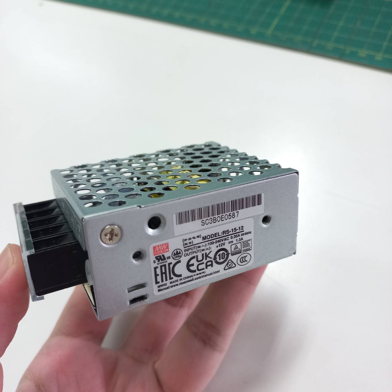 POWER SUPPLY 12VDC 15.6W MEANWELL พาวเวอร์ซัพพลาย 1.3A 12VDC