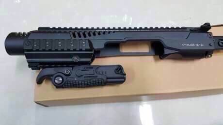 New.ชุดแต่ง KPOS GLOCK 17, 18, 19, 22, 23, 25, 31, 32, 37, 38 gen 3 and gen 4 pistols - ใช้งาน กับ ปืนจริง - วัสดุอะลูมีเนียม CNC แข็งแรง - พานท้ายก้านเหล็ก พับเก็บได้ - คันรั้งสไตล์ M4 / M16 / AR - มาพร้อม กริ๊ปมือ FGGK พับและปิดโกร่งไกปืนได้ ราคาพิเศษ