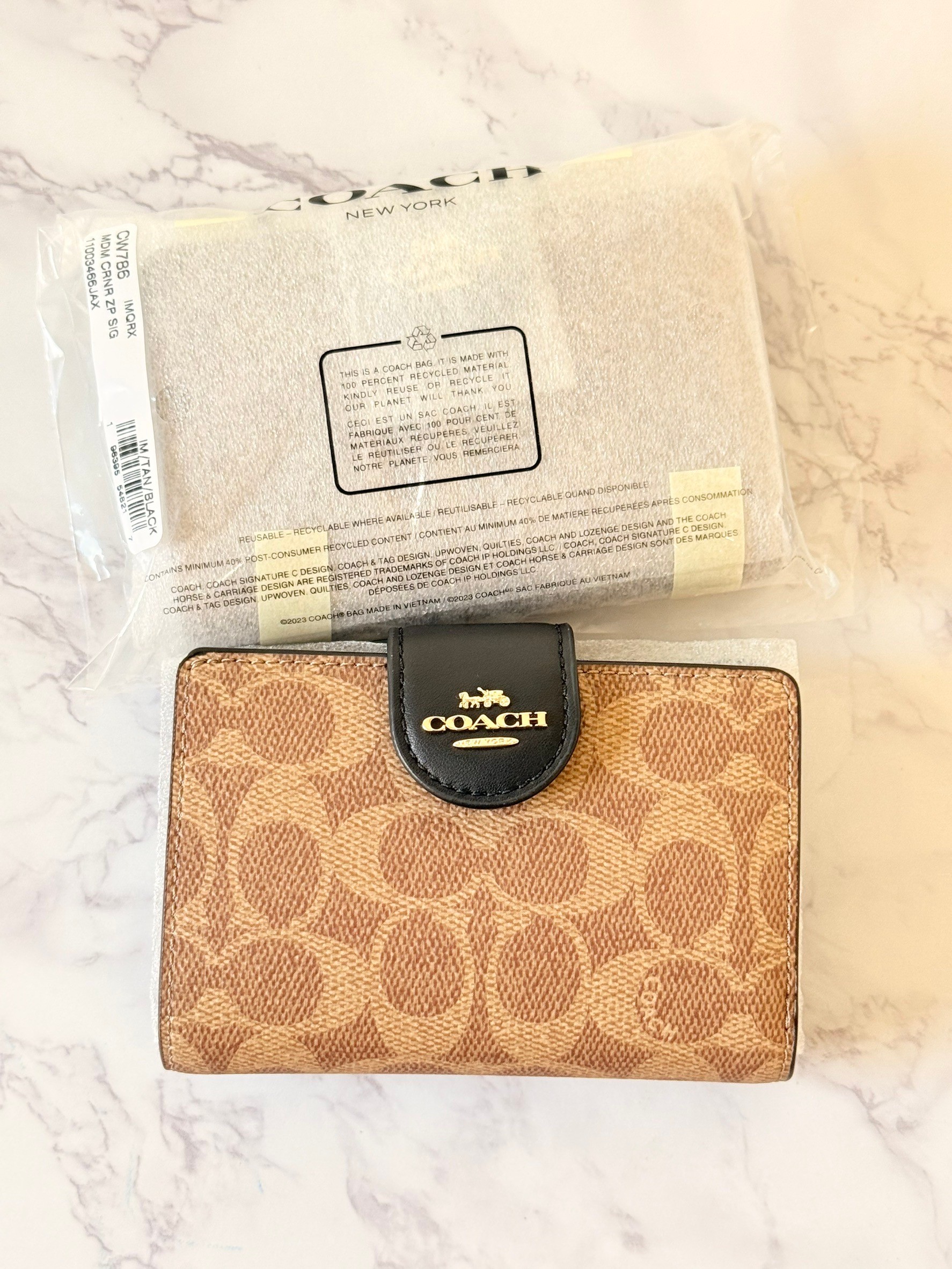 กระเป๋าสตางค์ Coach แท้ สีครืม ส้ม รุ่น CW786
