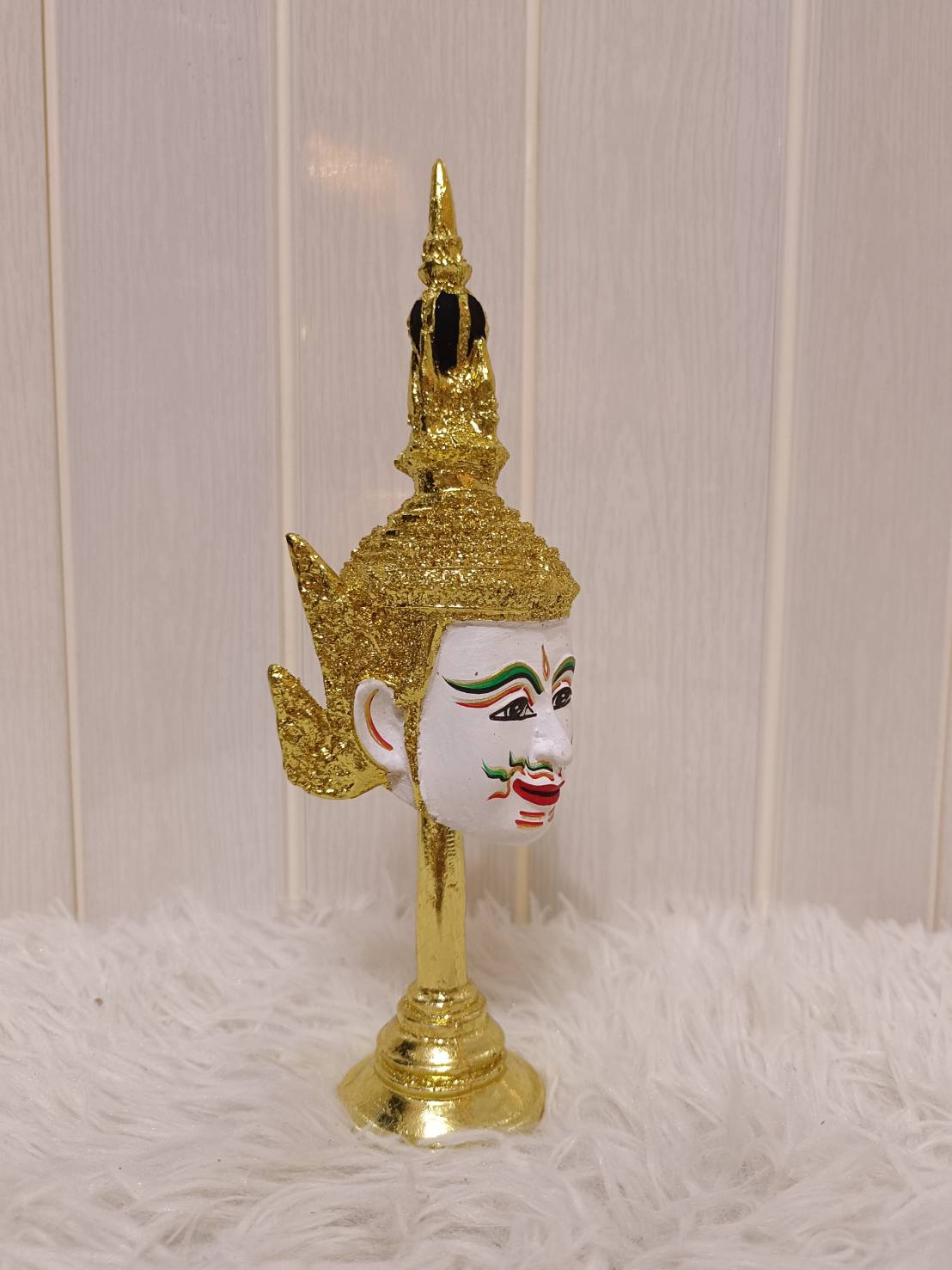 หัวโขน เศียรครู พระปัญจะสิงขร พร้อมฐานทอง ขนาดกลาง4 นิ้ว (เรซิ่น)