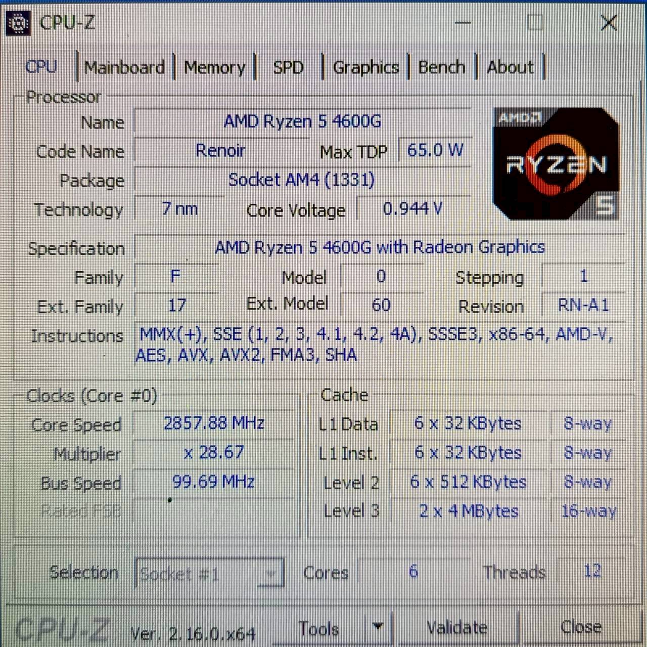 CPU + M/B CPU Ryzen 5 4600G M/B ASROCK A520M - HVS (AM4) ประกัน J.I.B. 13/08/2026