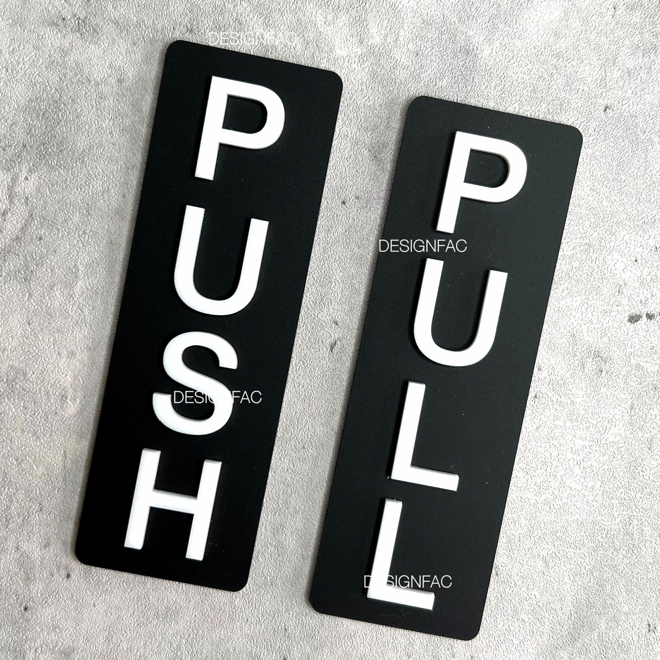 ป้ายดึงผลัก ป้ายผลักดึงแนวตั้ง PULL PUSH ป้ายติดประตู ป้ายสัญลักษณ์ สไตล์โมเดิร์น ลอฟท์ มินิมอล