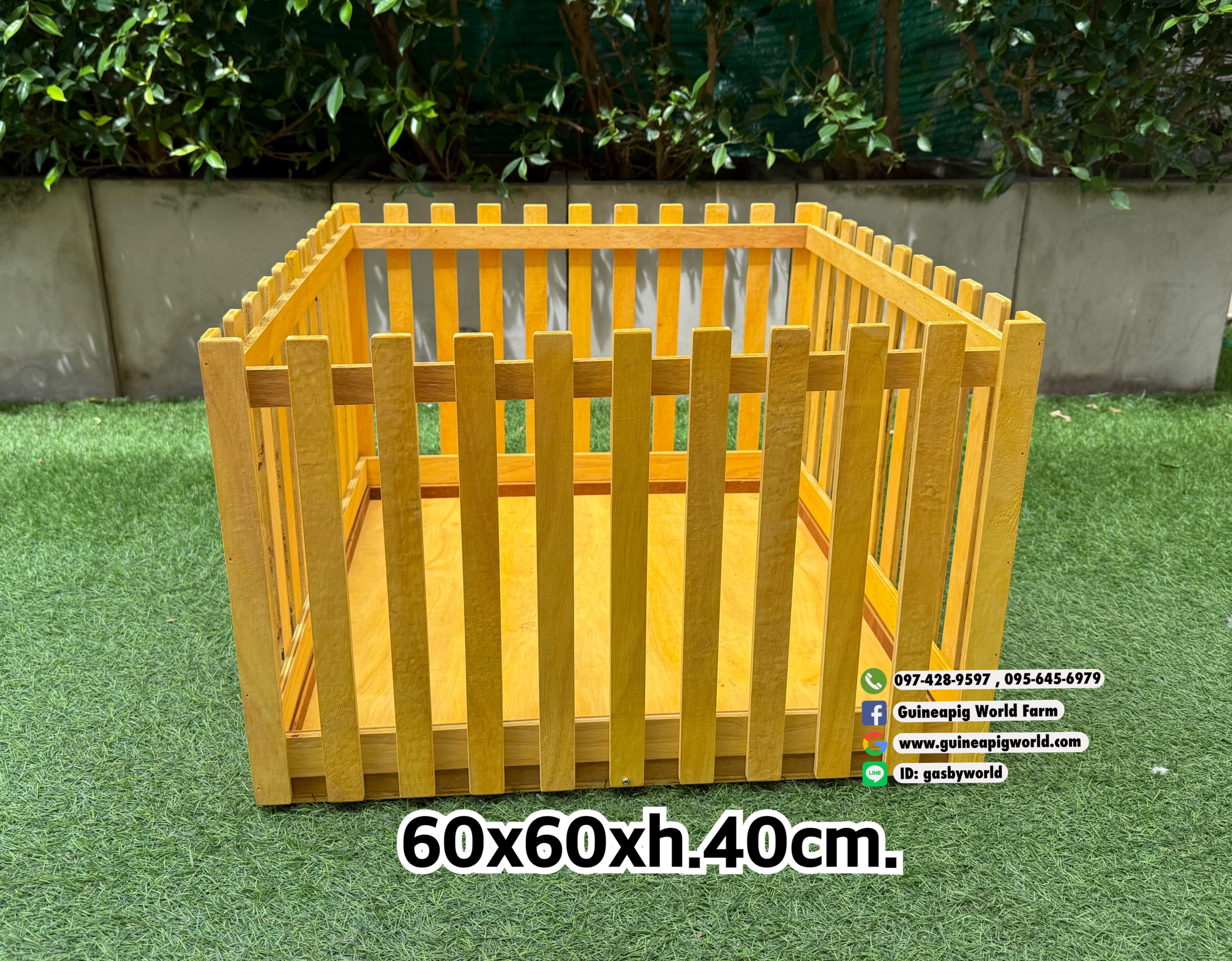 #2 รั้วไม้พร้อมพื้นพับได้ 60X60Xh.40cm.