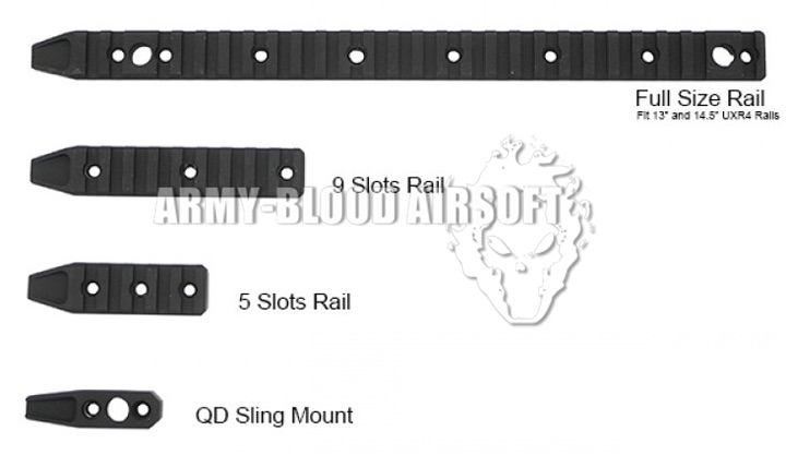KAC URX 4 5-slot Rail Panel Keymod Five Slot Rail (BK)prev next