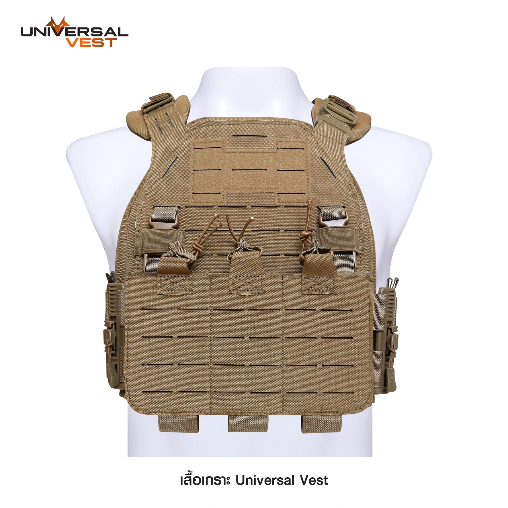 New. เสื้อเกราะ Universal Vest ( Universal Vest ) ♣ ผลิตจากผ้า Nylon 1000D เกรดคุณภาพ ♣ ติดตั้งชุดปลดไว 3 จุด ใช้งานสะดวก ♣ สายโอบข้างยางยืด มีช่องใส่แม็ก 5.56, วิทยุสื่อสาร หรืออุปกรณ์อื่นๆ ได้ รวม 6 ช่อง ♣ มาพร้อมกับซองแม็กกา