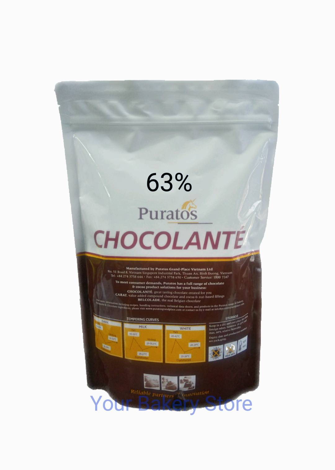 Puratos ดาร์ค ช็อกโกแลต แท้ 63% 1kg.
